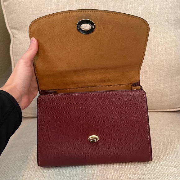 Burgundy Coach Tilly Top Handle Leather Satchel F76618 - Picture 7 of 12